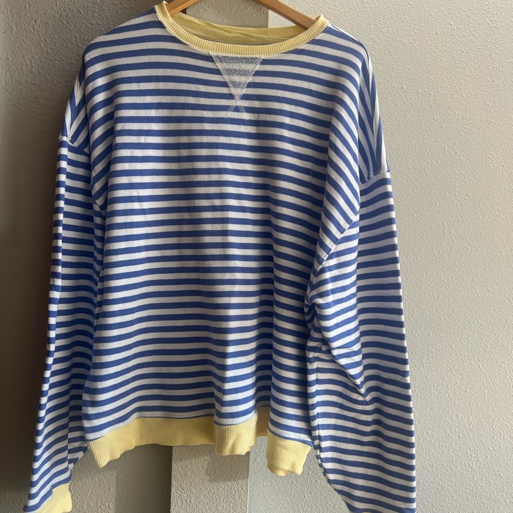 Free People classic oversized striped crewneck
